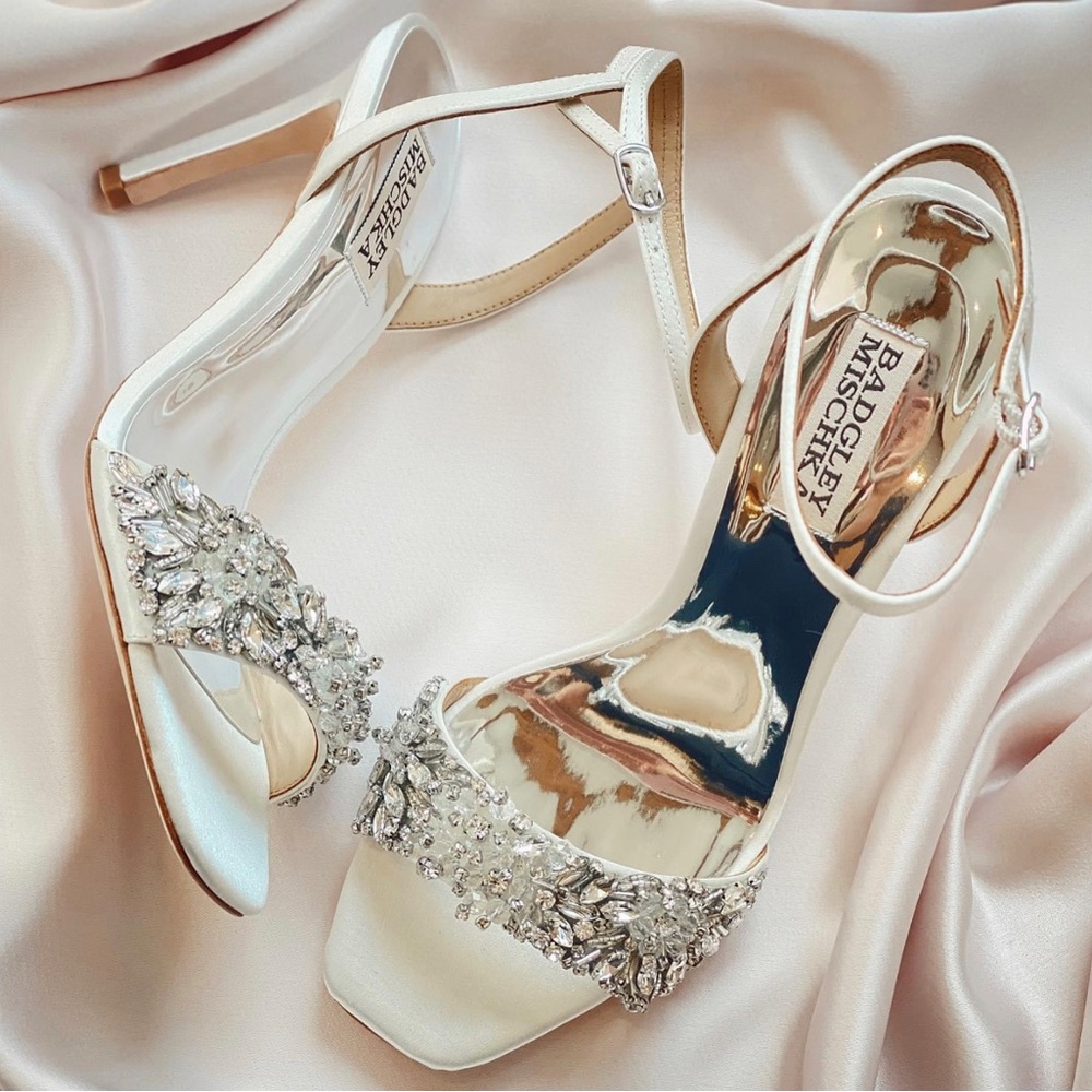 Rider Stiletto Heel Size in White Satin